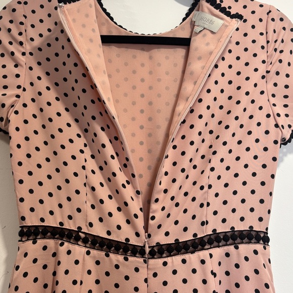 Hobbs London Maria Polka Dot Size 4 Blush Pink Fit & Flare Midi Dress - Picture 11 of 16